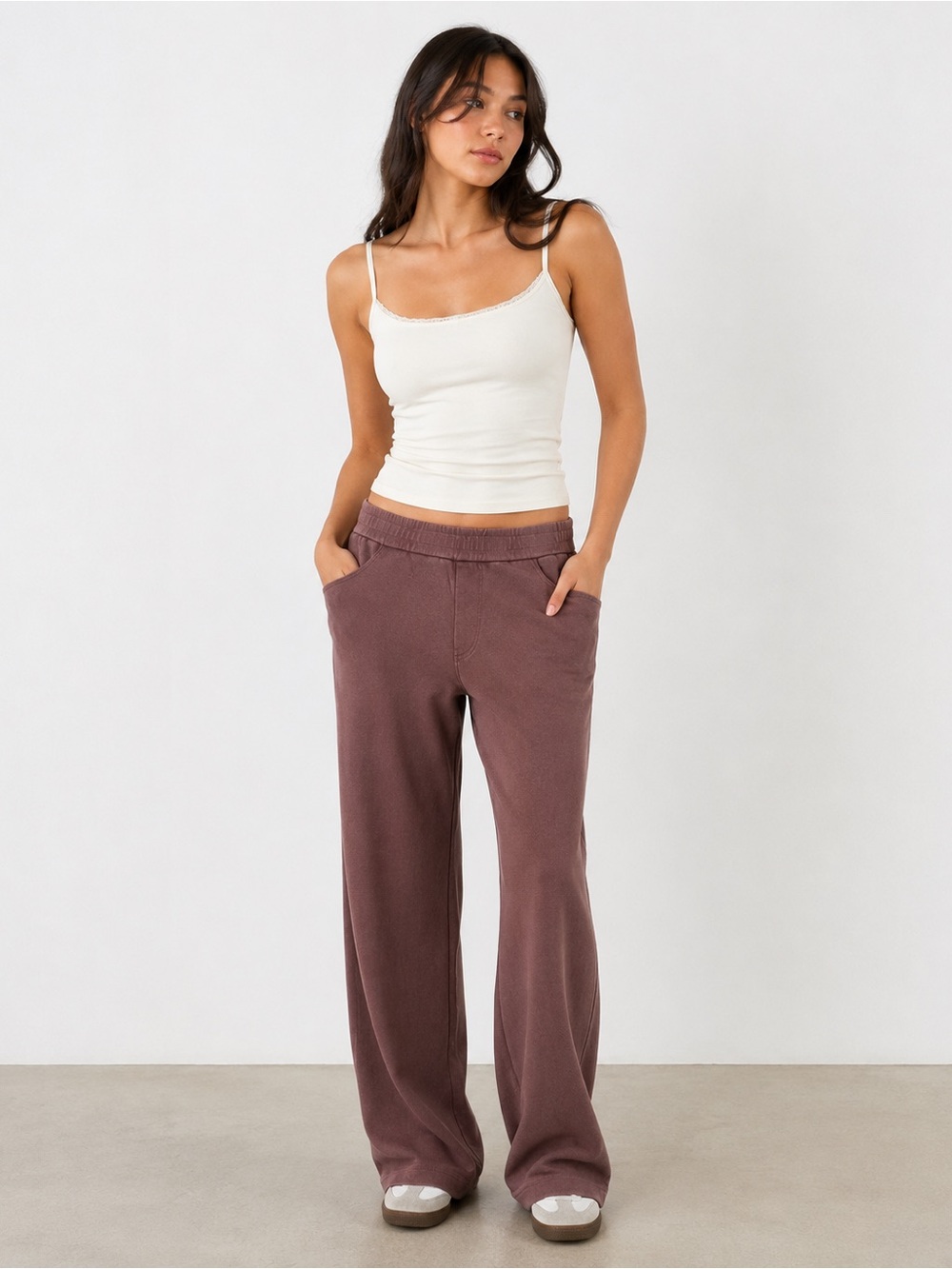 Neiwai Brown Wide Leg Sweatpants Small
